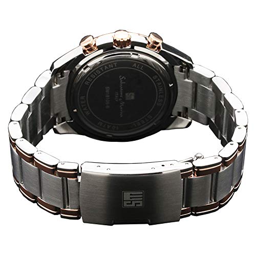 Salvatore Marra Men's Chronograph Watch, Black, Date Display, Colored Glass, All Stainless Steel, Watch Cloth Included, BKSV [Parallel Import]