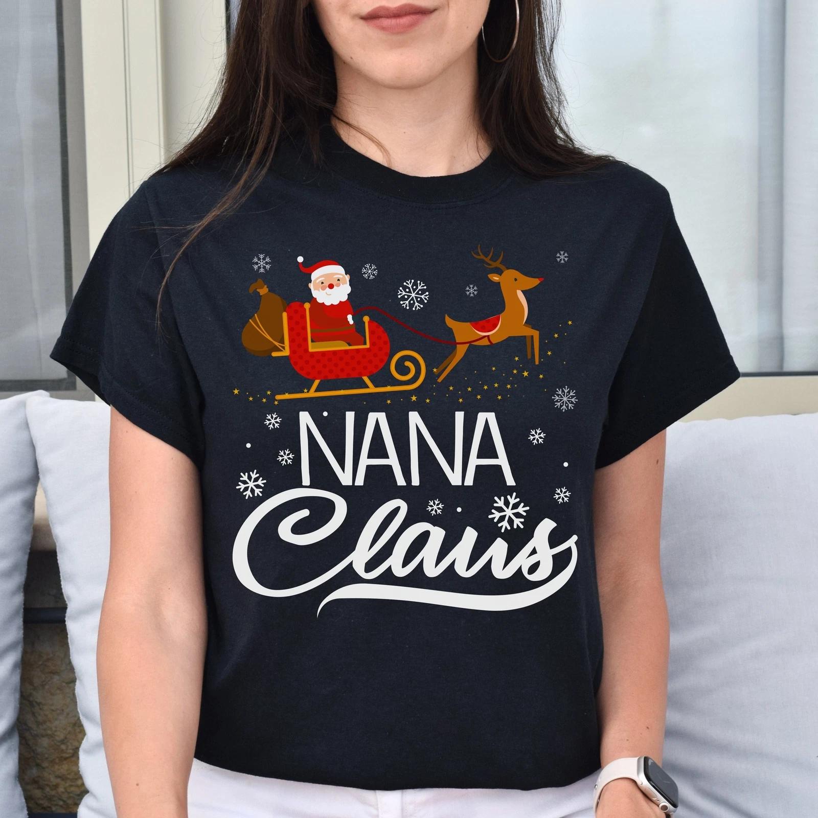 Nana Claus Christmas Unisex shirt nana Holiday tee Black Dark Heather L