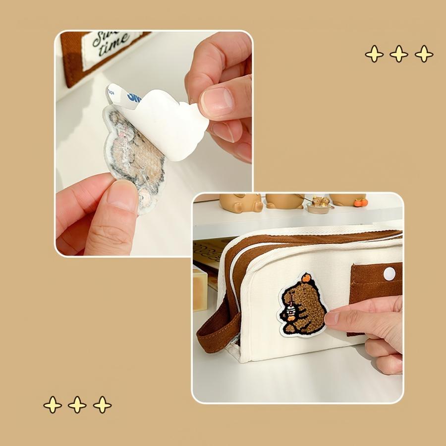 Sweet Time Pencil Bag Pen Case Cute Cartoon Design Hitting Color Storage Pouch for Stationery School