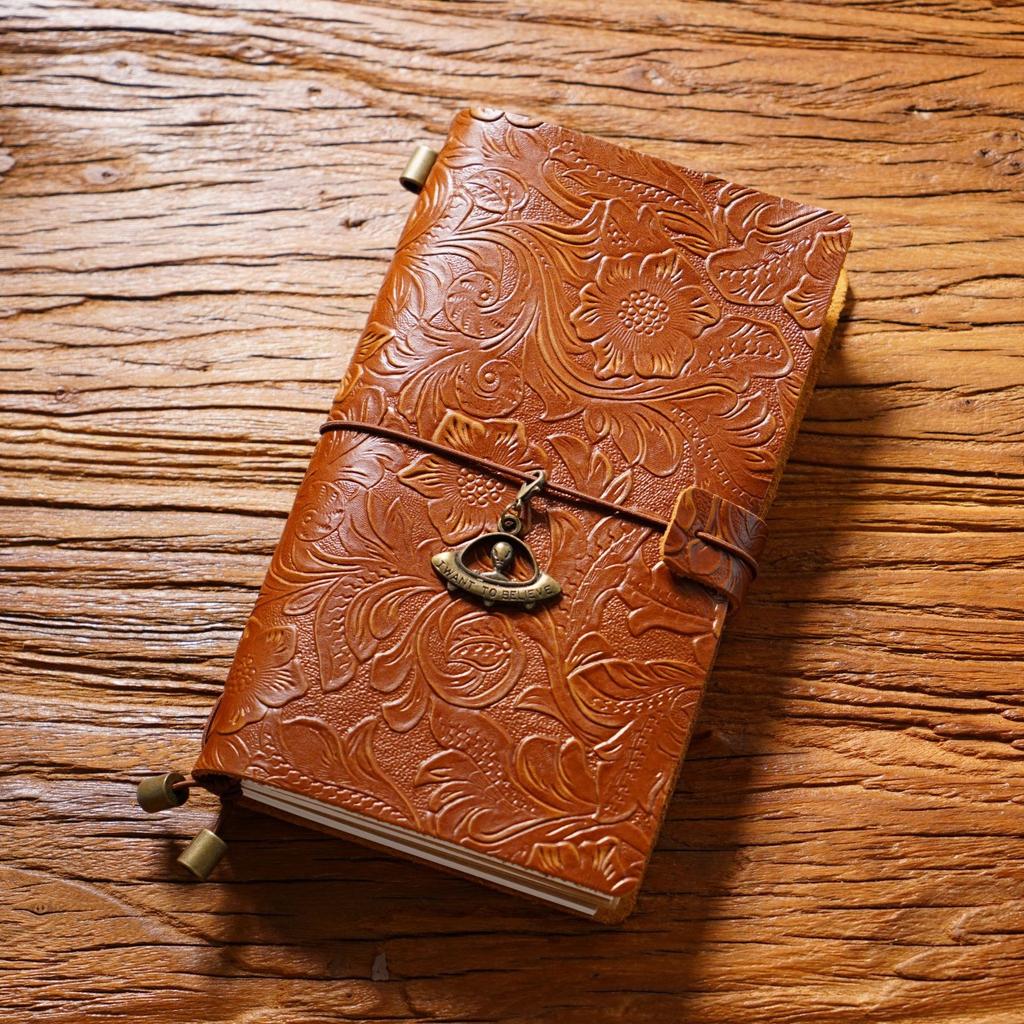 2026 Retro Carved Cowhide Travel Notepad Handmade Notebook Stationery Handbook Creative Diary