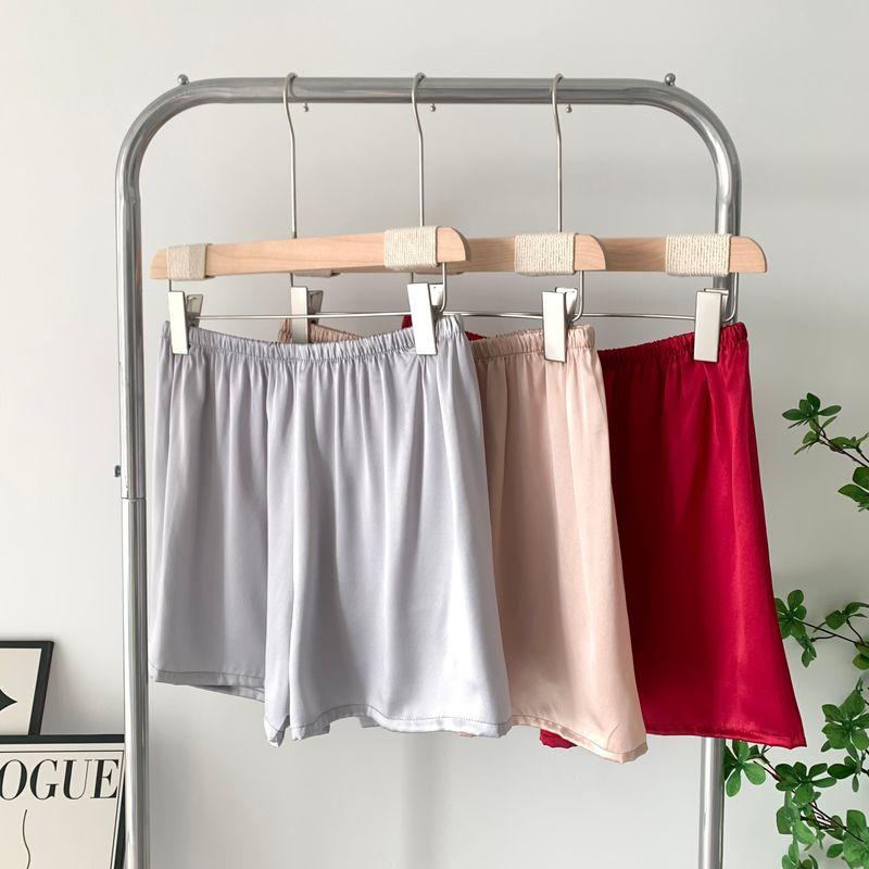 Pure Silk Base Shorts White Safety Pants Easiest for Match Loose Plaid Slimming Anti-Emptied Lace Women's Mulberry Silk