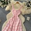 New Fall/Winter Sexy Spaghetti Strap Knitted Midi Dress for Women Elegant Sleeveless Hollow Out Embroidery Slim Sweater Dress