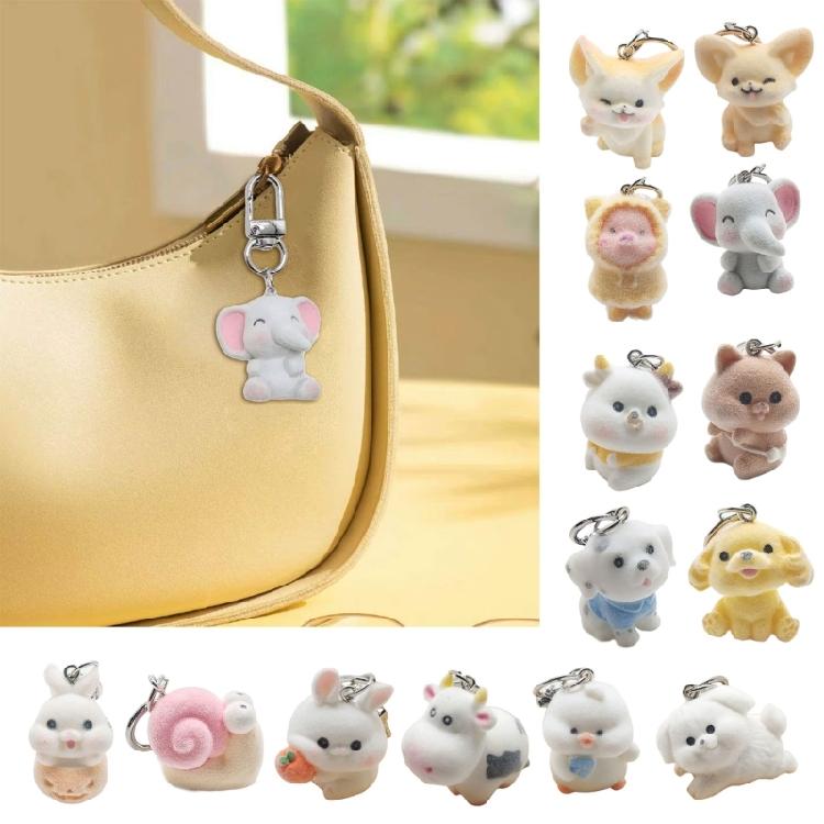 Elegant 3D Flocking Animal Keychain for Ladies Unique Designed Car Key Chain Fashionable Keyring Pendant Ornament