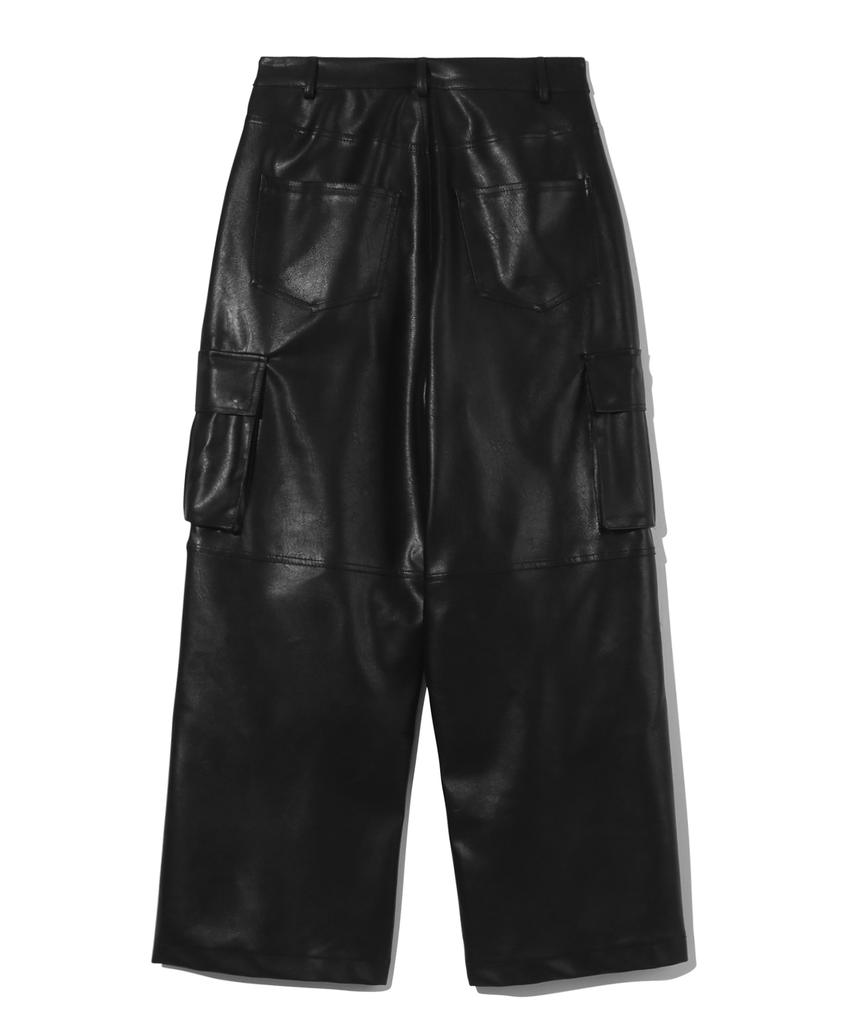 Trillion Parachute Cargo Rivet Vegan Leather Pants (Black)