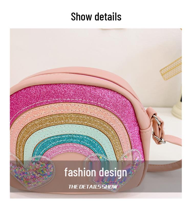 Tęczowa Torebka Listonoszka z cekinami dla Dzieci - Modna, Wszechstronna, Duża Pojemność PU Torba na Ramię