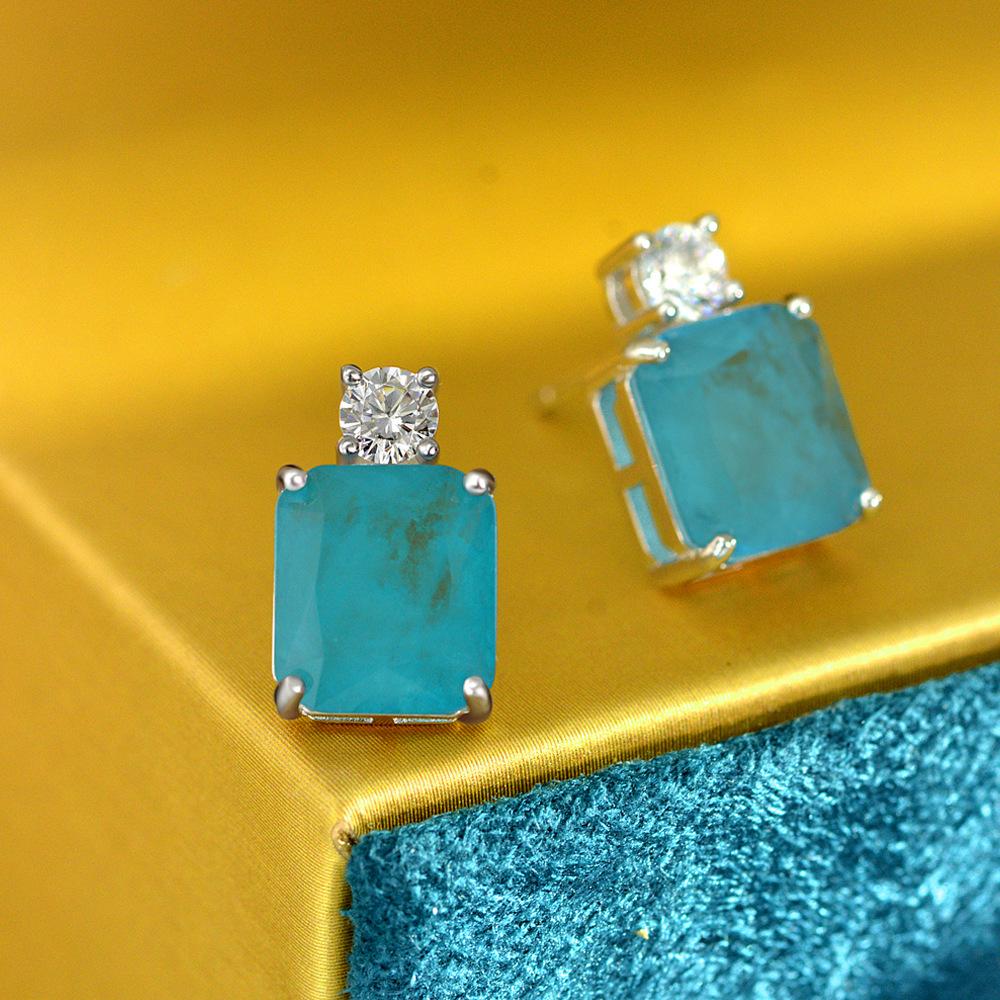 Gica Gema 925 Sterling Silver 9*10mm Zircon Stud Earrings Unique Design Romantic Fine Jewelry Wedding Party Gifts