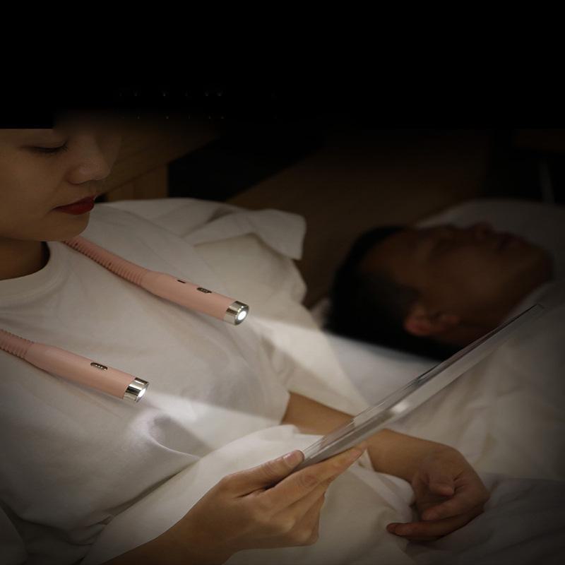 Foldable Double Head USB-Charged LED Neck Reading Lamp with Three Colors