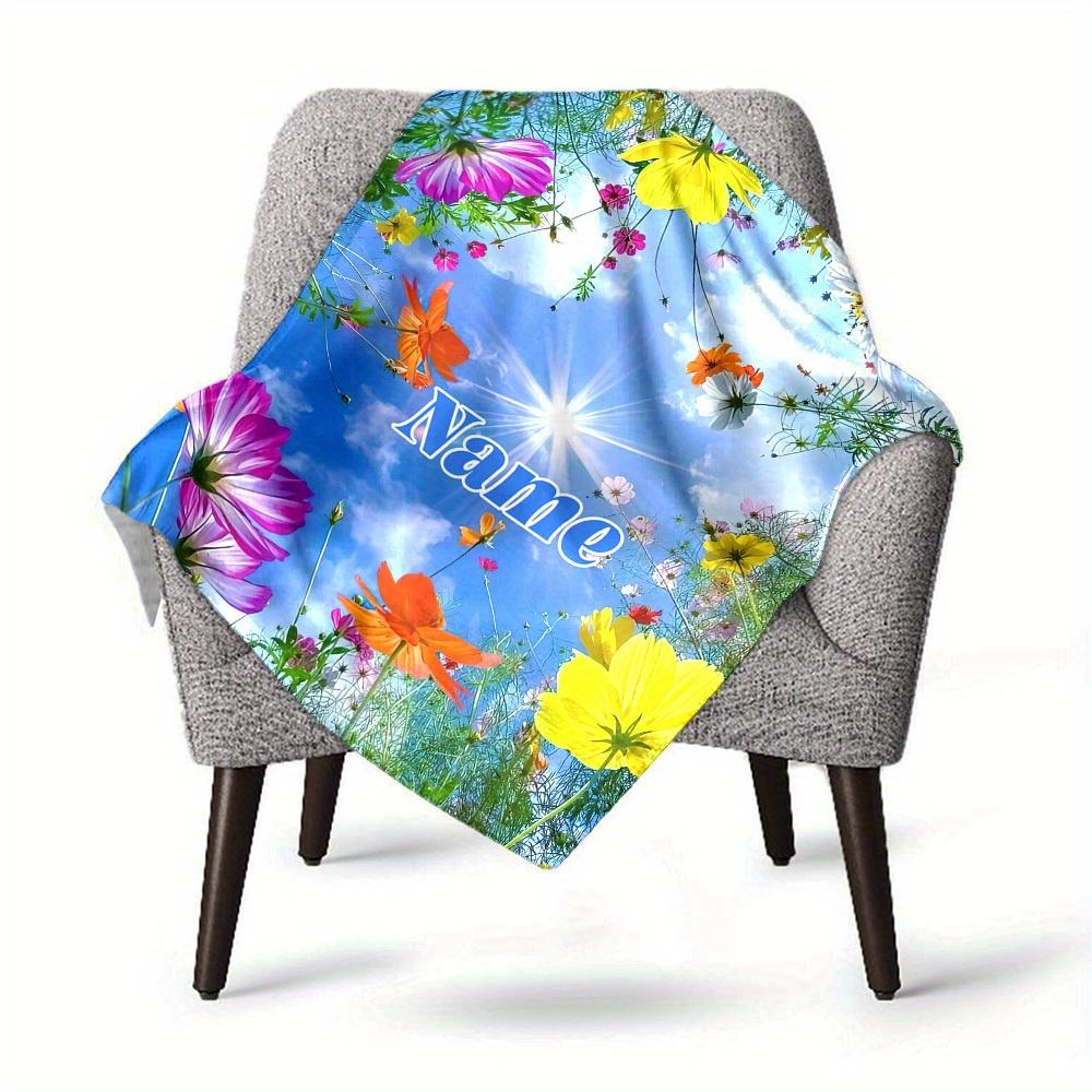 Spring Flowers Home Customize Your Name Blankets Comfortable Soft Lightweight Allseason Multipurpose Blanket For Picnics Sofas Offices Beds Living