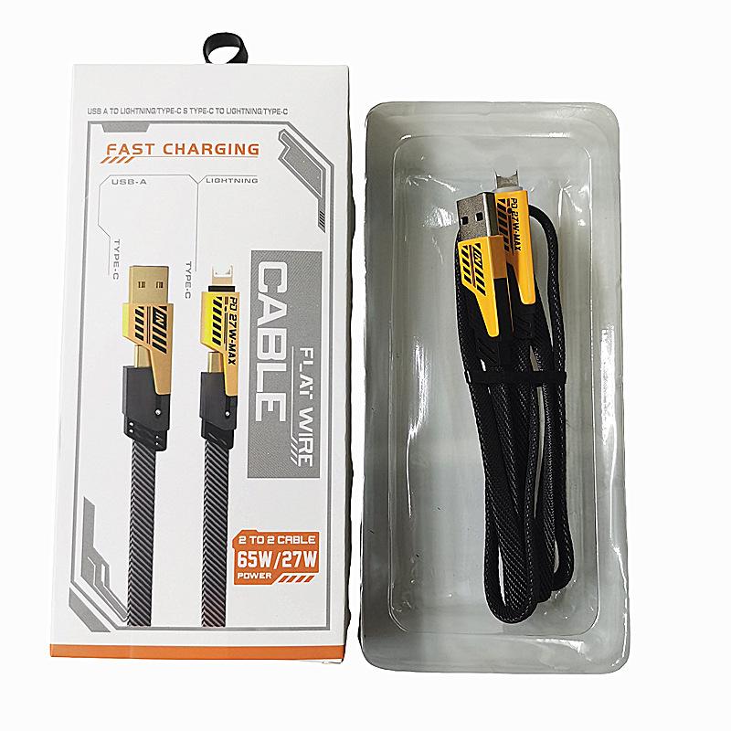 Type-C Super Fast Charging & Data Cable: Four-in-One Mecha Blade Design with Dual Charging