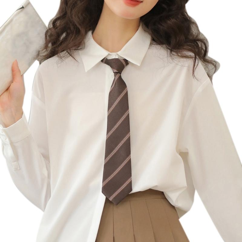 

Lazy Tie Hand-tied Neckties Japanese Style Striped Collar Tie for School Shirt