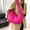 Casual Solid Color Shoulder Bags Large Capacity Down Cotton Padded Quilted Tote Bag Underarm Bags Women Girls