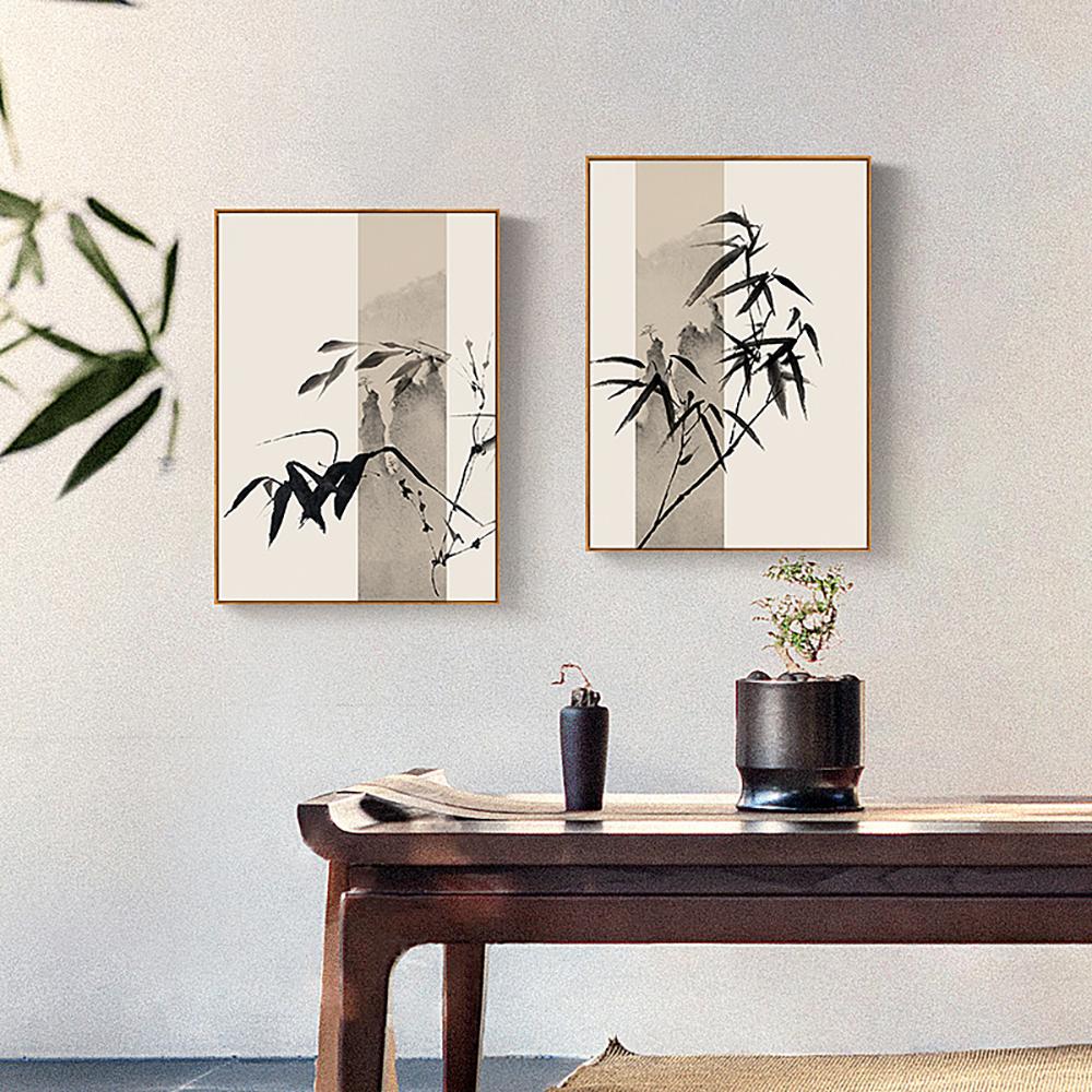 Ny kinesisk stil Bambu Plum Blossom Pine Tree Landskap Canvas Målning Klassisk dekorativ konst affischer för hem Vägg Estetisk