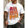 European Sizes Alabama USA Tee _ Funny Humor Plain Men'S White Summer Wear Vintage-Inspired Comfortable Fit Printed T-Shirt _ Casual Style