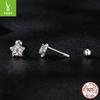 Star Moissanite Threaded Ball Stud Earrings, Simple Mini Pentagram S925 Silver Stud Earrings.