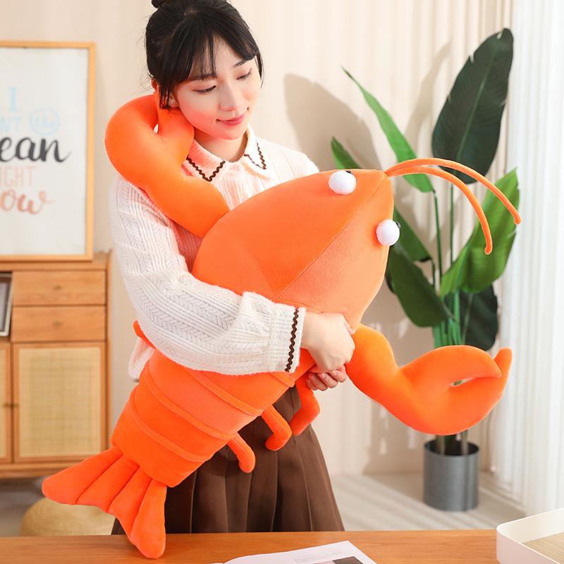 30-80cm Lebensechte Garnelen Plüschtiere Rote & Orange Hummer Puppe Simulierte Flusskrebs Stofftier Kissen Geburtstagsgeschenke Sofa Dekoration Kissen