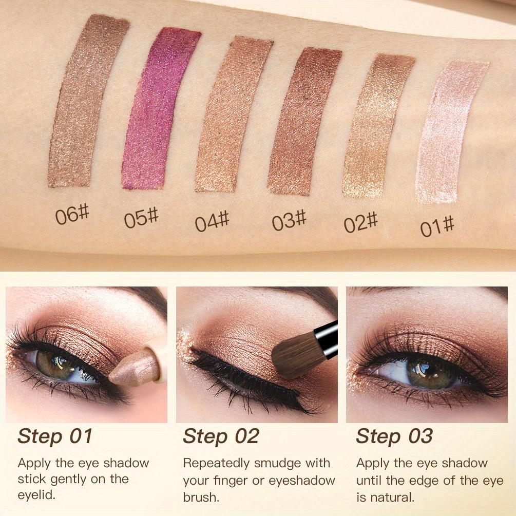 6 Farben Lidschattenstift, Matt Perlglanz Lidschattenstift Textmarker Konturenstift Aufhellender langanhaltender Lidschattenstift Augen-Make-up-Stift