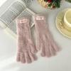 Soft Cashmere Winter Knitted Gloves Korean Style Full Finger Mittens Durable Warm Gloves  Women