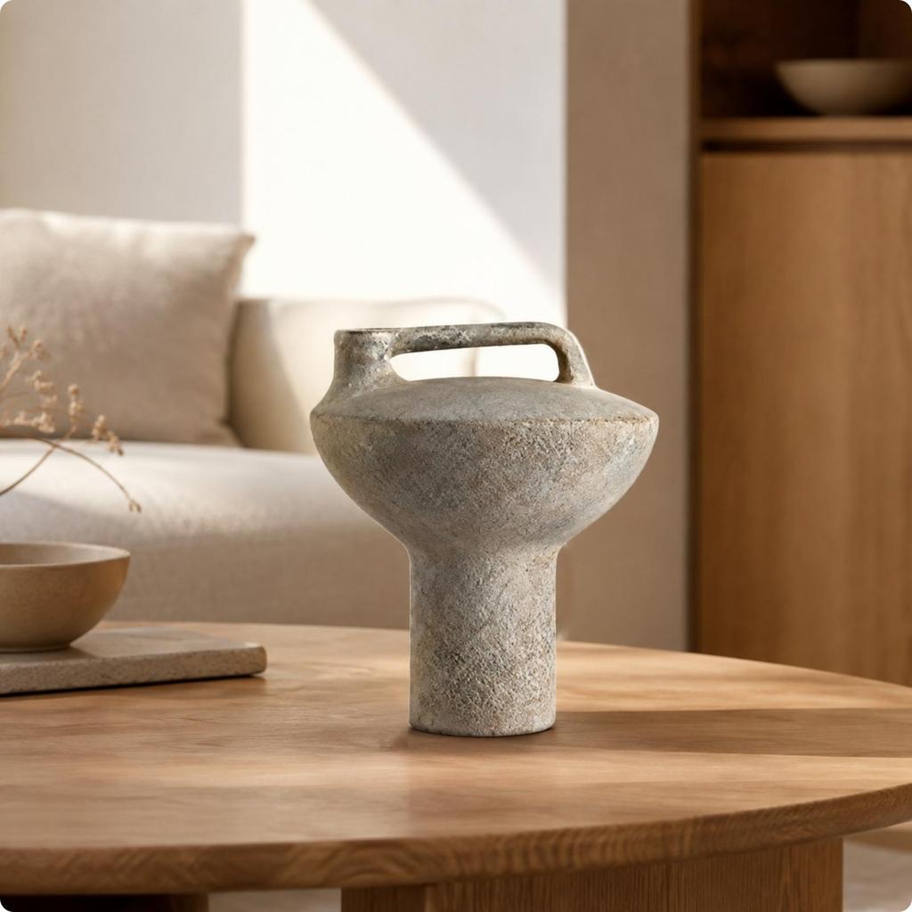 Sculptural Decorative Vase Geometric Textured for Living Room, Shelf Display,