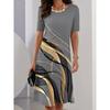 Women's Casual Loose Round Neck Dress 3D Floral Printed Fashion Midi Dress