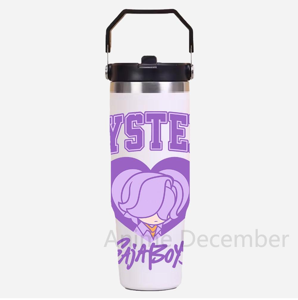 30Oz Anime K-Pop American Simple Solid Color Stainless Steel Thermos Portable Car Easy To Carry Water Cup Thermal Insulation Cold Ice Cup