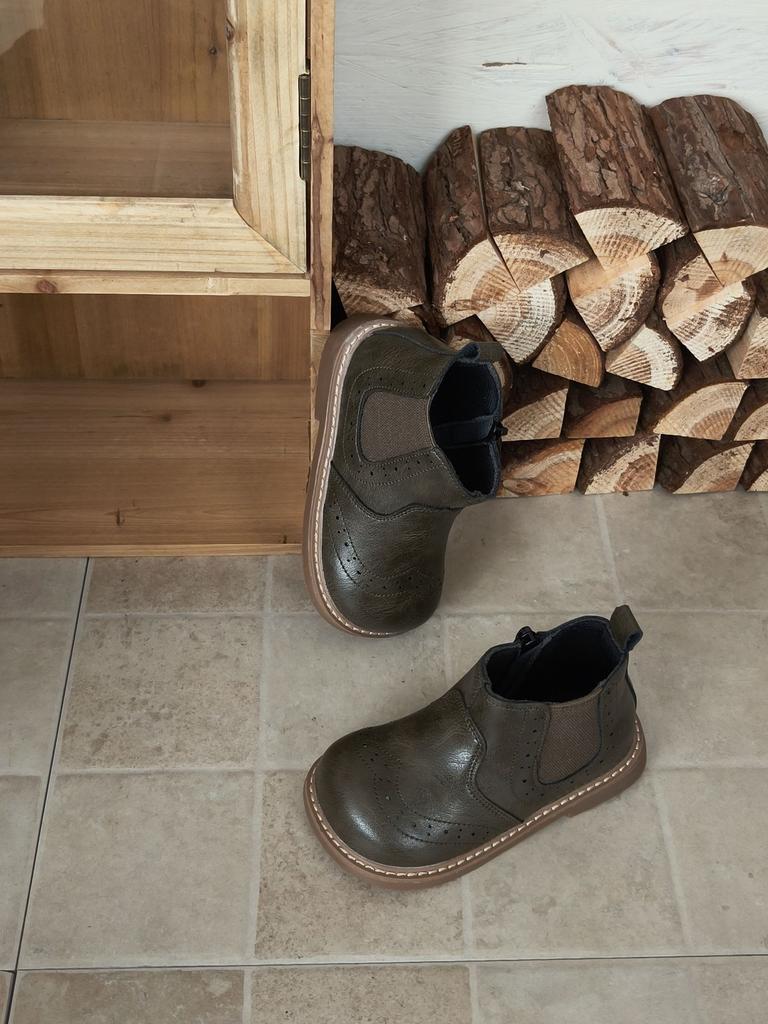 XSHX "London Bullock" Children's Martin Leather Boots Boys and Girls Side Zipper Chelsea Boots [Wenzhou Shoes]