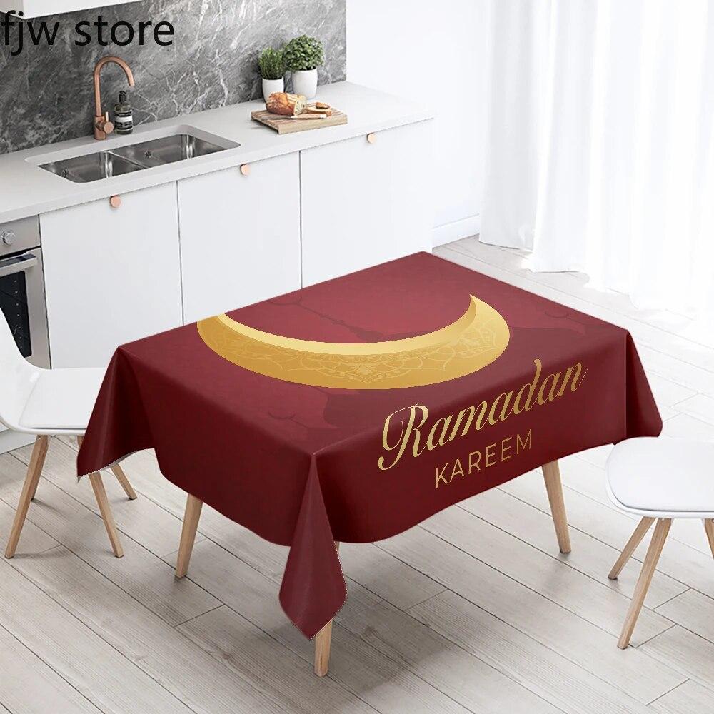 Ramadan Home Decoration Obrus Islamski Muzułmański Meczet Ramadan Kareem Dekoracyjny Obrus Wodoodporny i Odporny na Plamy