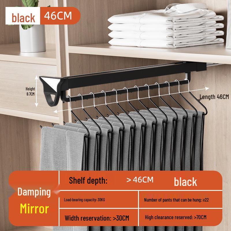 Telescopic Wardrobe Pants Rack with Buffer Drawer Slide & Hanging Rod