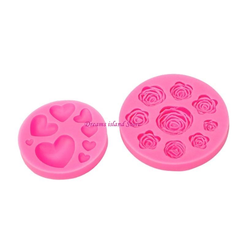 6pcs Bear Heart Bowknot Shaped Fondant Cake Silicone Mold Pastry Chocolate Mould Candy Ice Cream Mold DIY Baking Tool HX6C