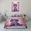 Fairy Cat With Flowers, Dreamy Scene Printed Duvet Cover Set1 Duvet Cover+2 Pillowcasemulti Size Bedroom Bedding Decor