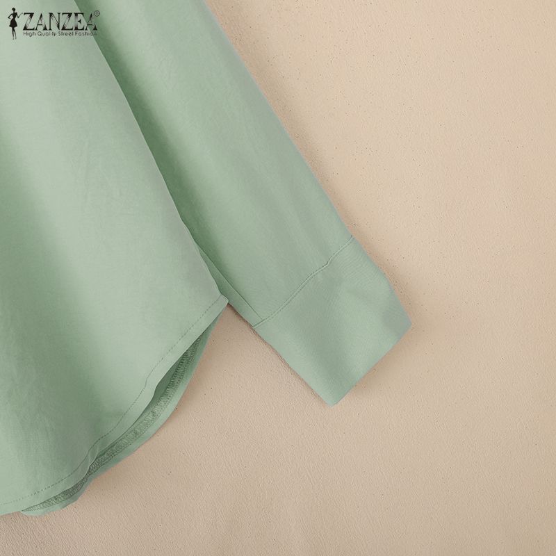 ZANZEA Lässige Bluse mit Umlegekragen und langen Ärmeln für Damen