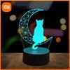 1PC Mooncat 3D Night Light, USB Table Lamp, Bedroom, Living Room Atmosphere Light, Festival, Birthday Gift Night Light.