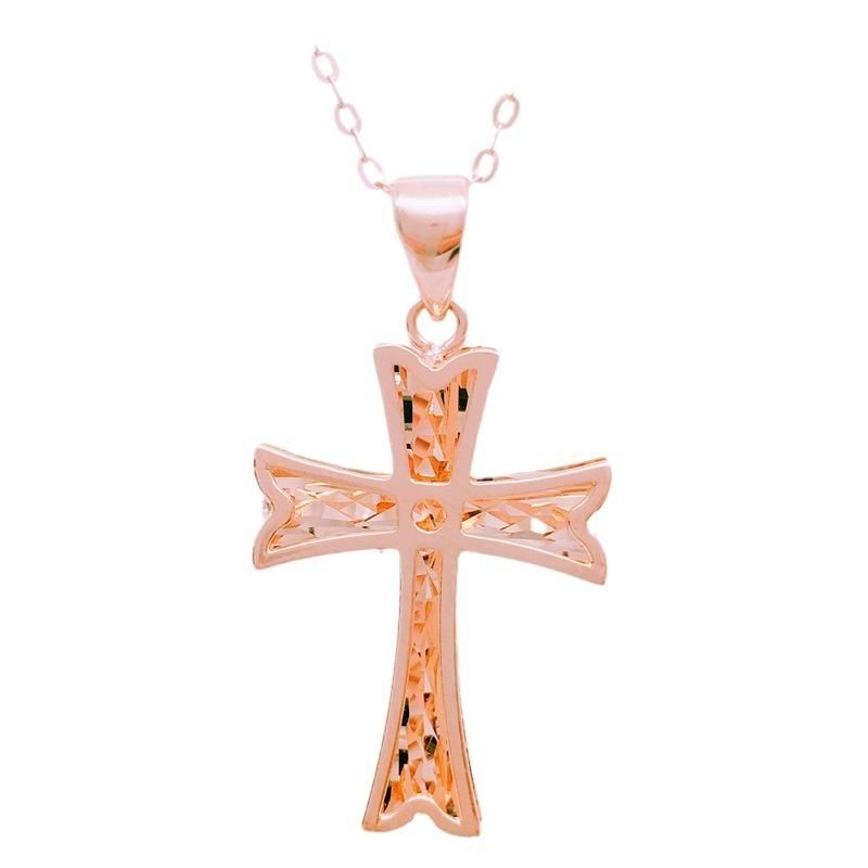 Purple Gold Cross Pendant, Colored Gold-Plated Rose Gold, Personalized Exquisite Necklace, Collarbone Chain.