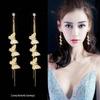 Lan Zhi Hai S925 Sterling Silver Needle Korean Butterfly Tassel Long Versatile Dangle Earrings