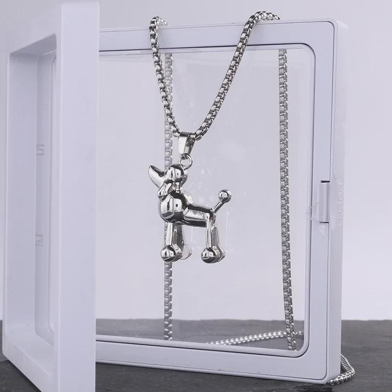 Colier cu pandantiv 3D cu cățeluș de pudel - accesoriu de bijuterii drăguț cu desene animate de câine