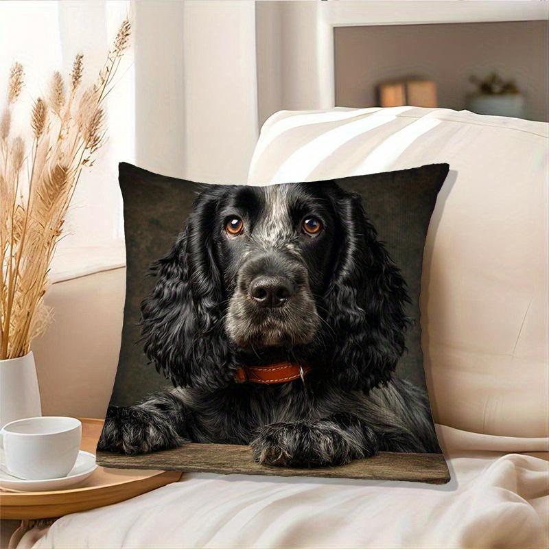 1pc Pillowcase, Pattern Depicts British Cavalier King Charles Spaniel, Soft Smooth Short Plush Fabric, Single-Sided Printed, 45Cm X 45Cm, Ideal for De