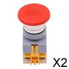 2x Stop Head Push Button Box Reset Waterproof LAY37-11M Red