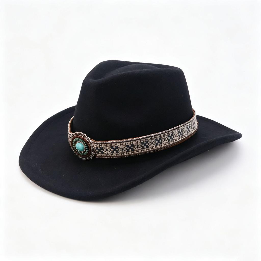 European, American and Western Cowboy Hat Ethnic Style Accessories Solid Color Cowboy Hat Fashion Versatile Peach Heart Top Wool Hat