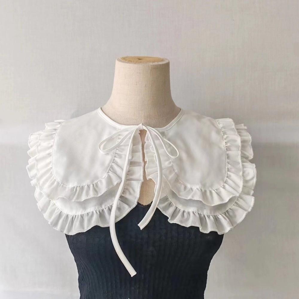 

Large Lapel Women False Collar Half Shirt Style Lace Up Detachable Collar Collar Decoration Solid Color Collar Neckwear білий