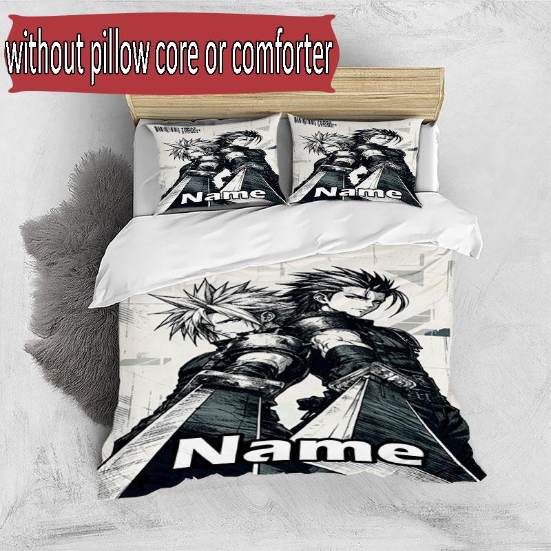3pcs Duvet Cover Set (1*Duvet Cover + 2*Pillowcase, Without Core), Custom Name Final Fantasy Pattern Bedding Set, Home Bedroom Decor Gift