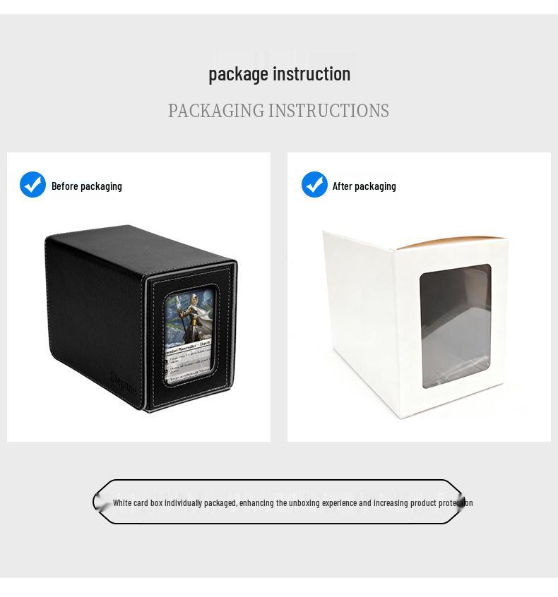 PU Window Opening Dice Tower Card Storage Box - Drawer-Type, Multi-functional for TCG Pokémon Board Games