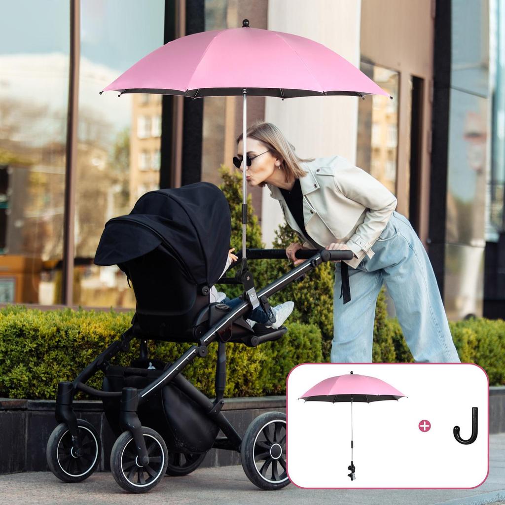 33" Baby Pram Umbrella, Stroller Umbrella with Adjustable Fixing Clamp, Sun Cover for Bike