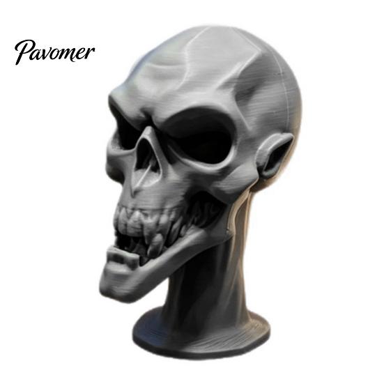 3D Printed Skull Statue Statue, Halloween Creepy Figurine, Gothic Table Party Props Centerpiece, Spooky Ornament for Home Mantel Desk Decor Supplies