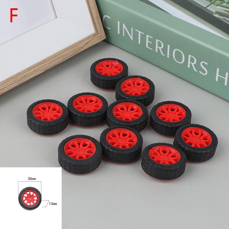10Pcs Pc Toy Wheel Rubber Rim Tyres Diy Mini Technology 4Wd Colorful Tires Hole
