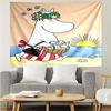 Moomin Print Tapestry, Backdrop, Easy Setup, Ideal for Bedroom, Office & Living Room, with Aesthetic Wall Hanging Decor.