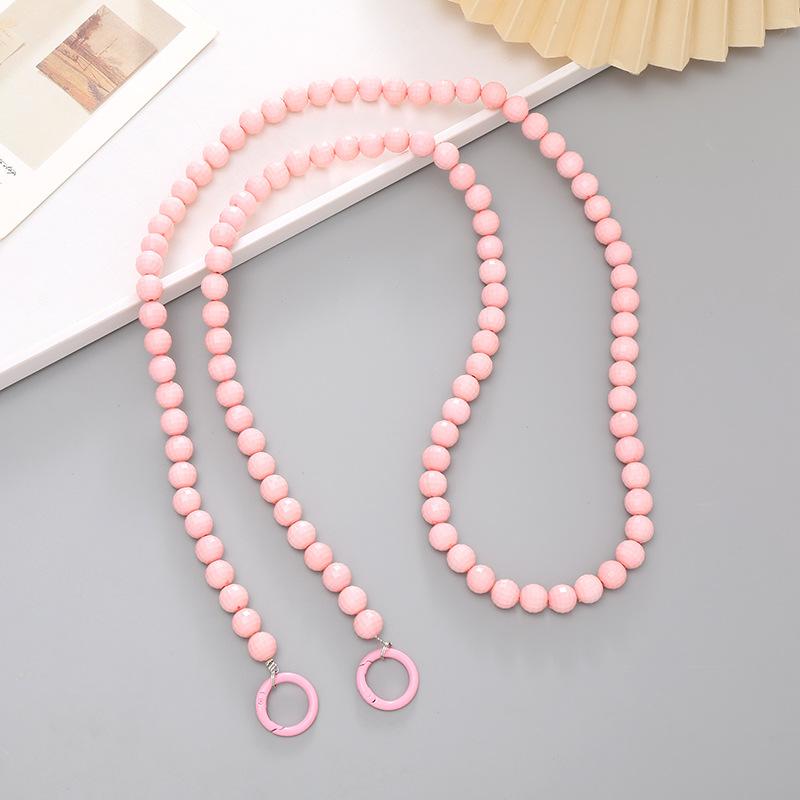 Acrylic Earth Beads Diagonal Cross Phone Case Hanging Rope Handmade Beaded Candy Color Pendant