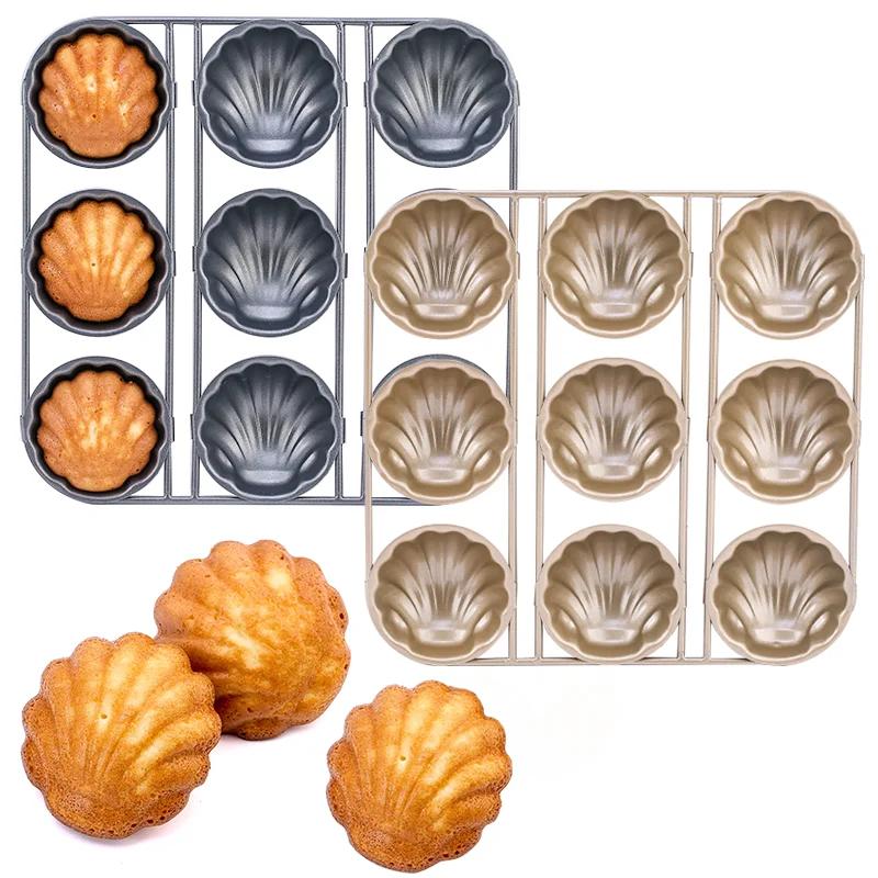 9 přihrádek Zlatá mušle Hřebenatka Forma z uhlíkové oceli DIY Forma na sušenky Dortová forma Madeleine Forma Pečicí plech Pečicí náčiní pro kuchyňské cukrářské nástroje