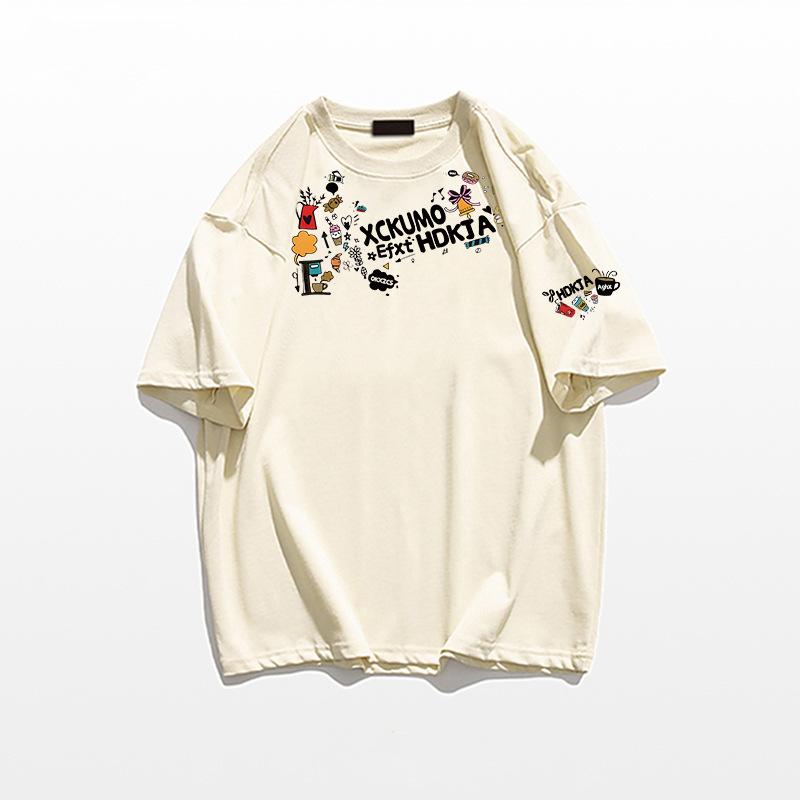 Women's Casual Cotton T-Shirt With Snack and Letter Print Loose Fit Plus Size M-6XL