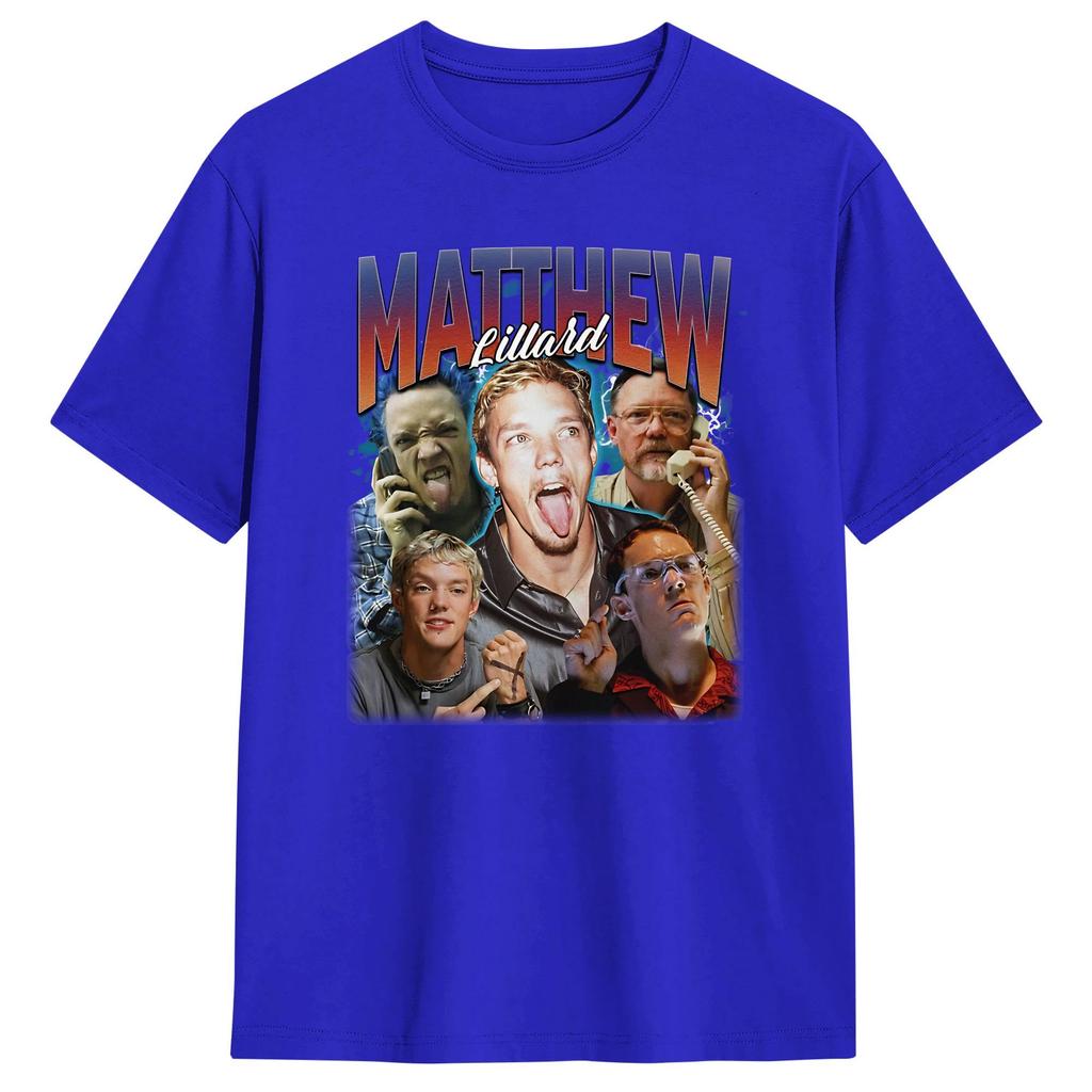 Oversize T-shirt Letni Matthew Lillard Koszulki Rekreacyjne Bawełniany T-shirt dla Unisex YK Zabawny Top z Krótkim Rękawem Koszulki