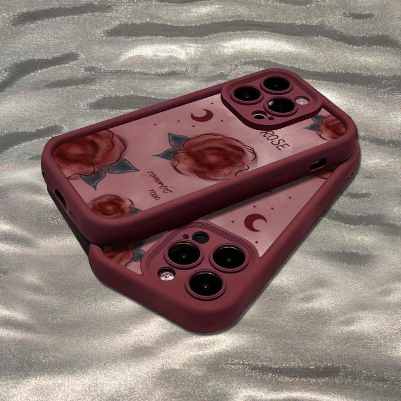 Red Rose Sky Eye Silicone Case for Apple 16 Pro Max/15/14/13/XR