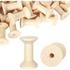 PETTYOLL 40PCS Wooden Spools for Crafts, 1.2 X 2 Inch Unfinished Wood Spools, Splinter - Free Empty Thread Spools for Crafts and Art